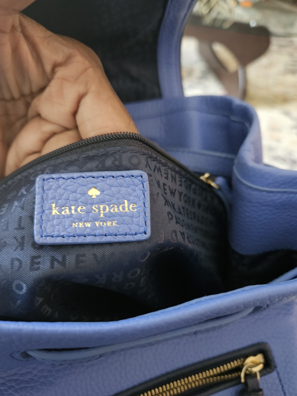 kate spade New York Pebbled Leather Tote Bag in Blue